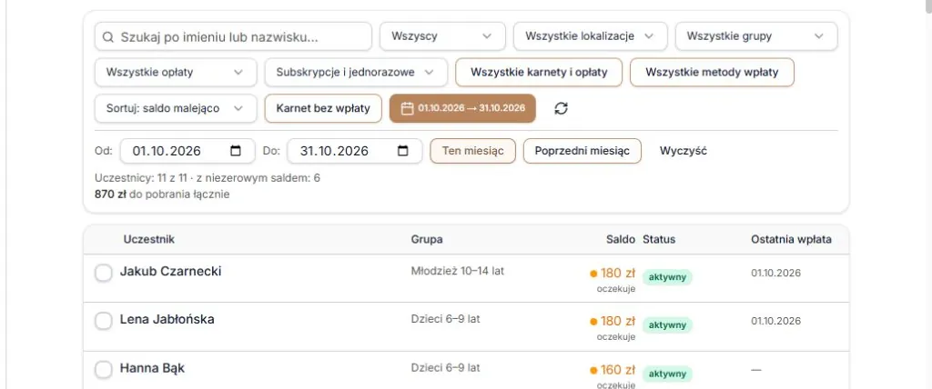 Zakres dat: ten miesiąc