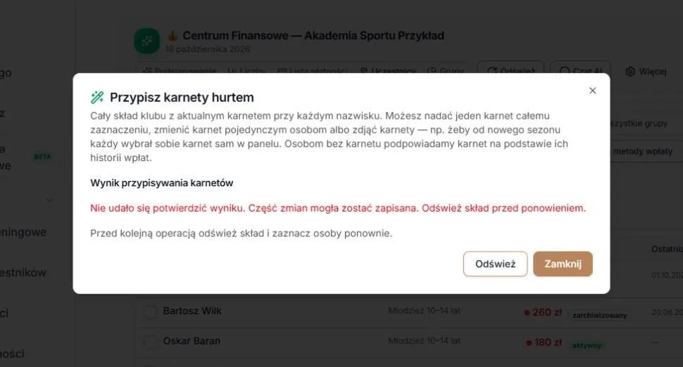 Niepotwierdzony zapis wymaga sprawdzenia aktualnego składu