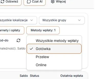 Metoda wpłaty: Gotówka
