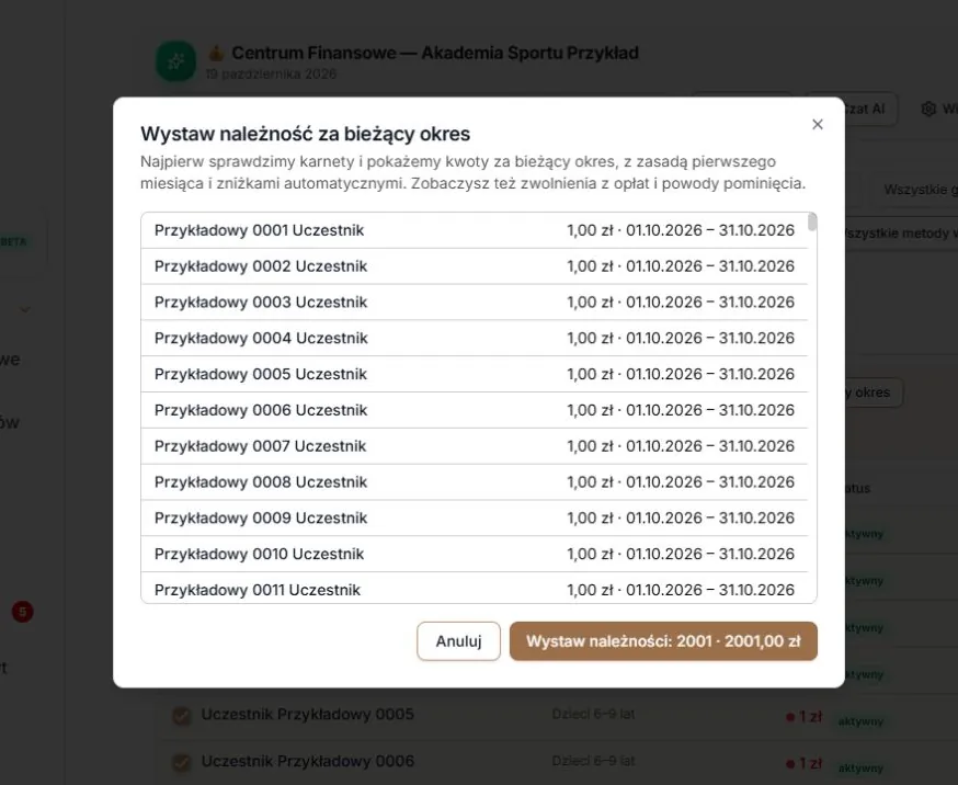 Pełna wycena 2001 osób — cała suma pozostaje w potwierdzeniu