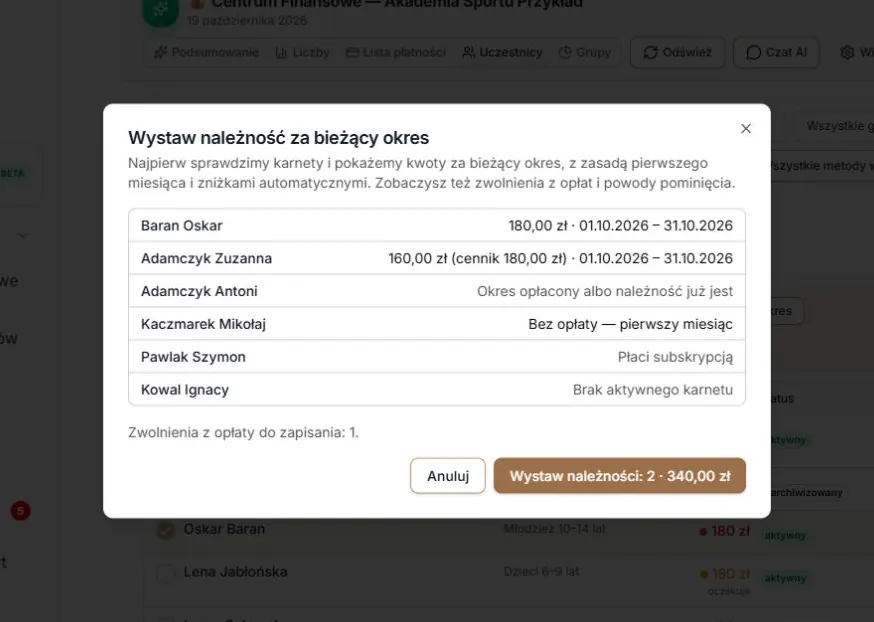 Wycena zachowuje przyczyny pominięcia i odróżnia bezpłatny pierwszy okres