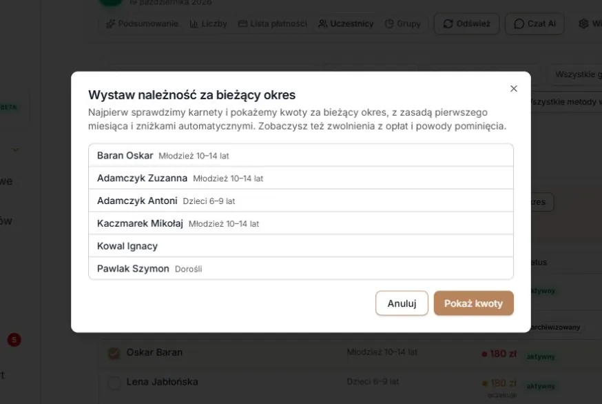 Wystawianie należności — sprawdź osoby przed wyceną