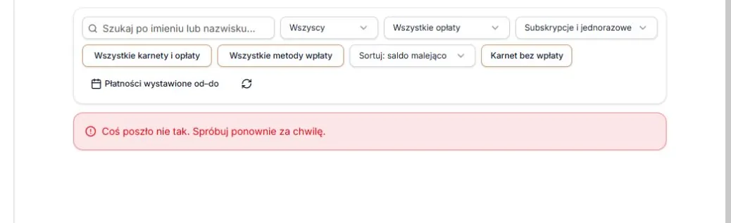 Nieudany odczyt uczestników — komunikat i przycisk ponowienia
