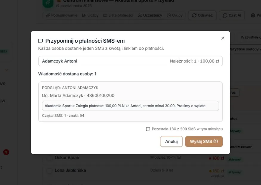 SMS bez bezpośredniego linku zapłaty — treść i liczba części