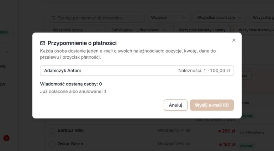 Zmiana stanu od odczytu listy — należność pominięta w aktualnym podglądzie