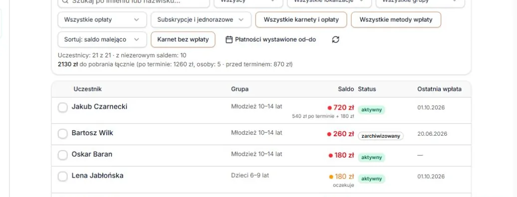 Wyczyszczone zaznaczenie bez zmiany sald