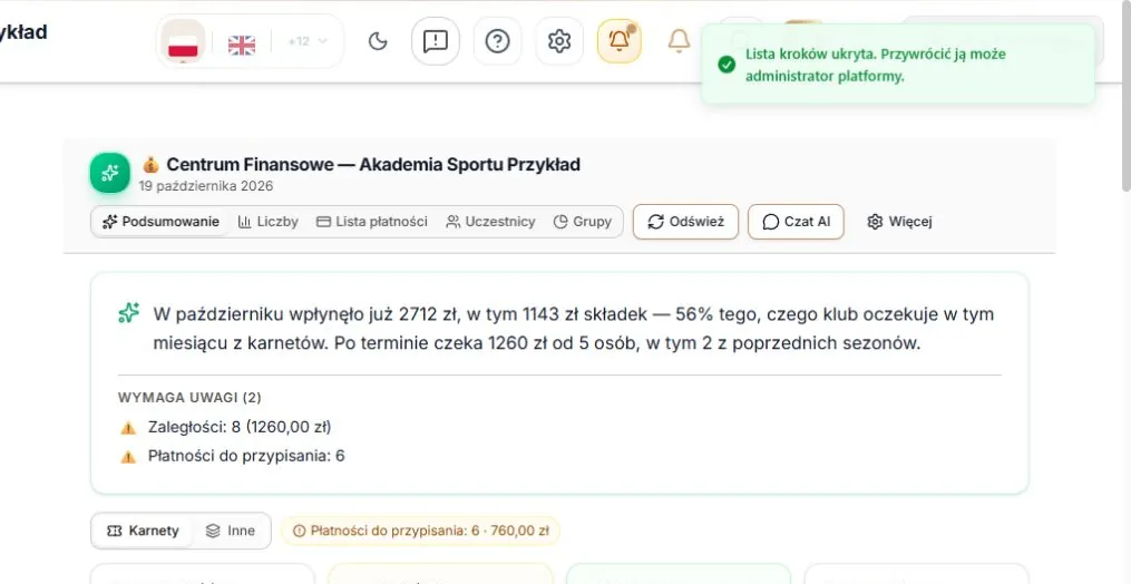 Lista kroków ukryta