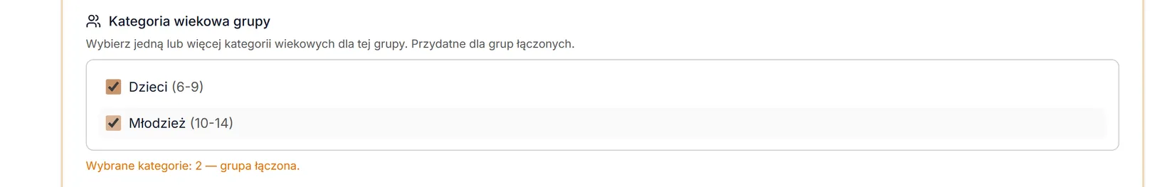 Grupa łączona z dwóch kategorii wiekowych