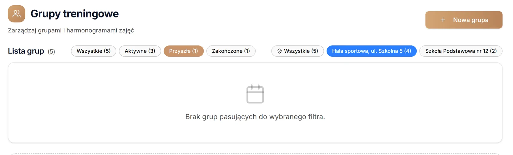Brak grup pasujących do filtrów