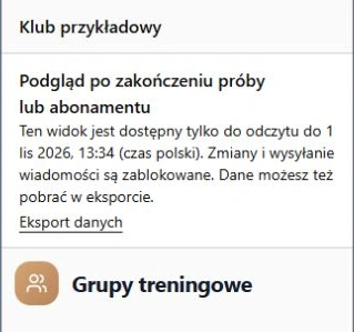 Termin podglądu listy grup i przejście do eksportu danych.