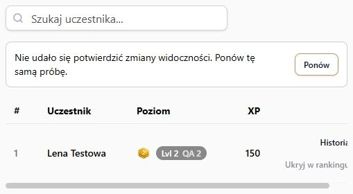 Brak potwierdzenia zmiany widoczności — komunikat i ponowienie tej samej operacji