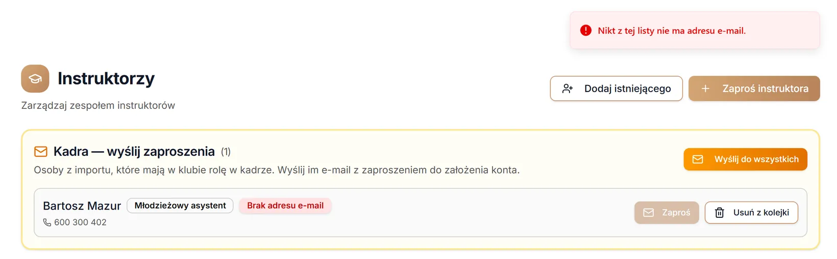 Wyślij do wszystkich bez adresów e-mail