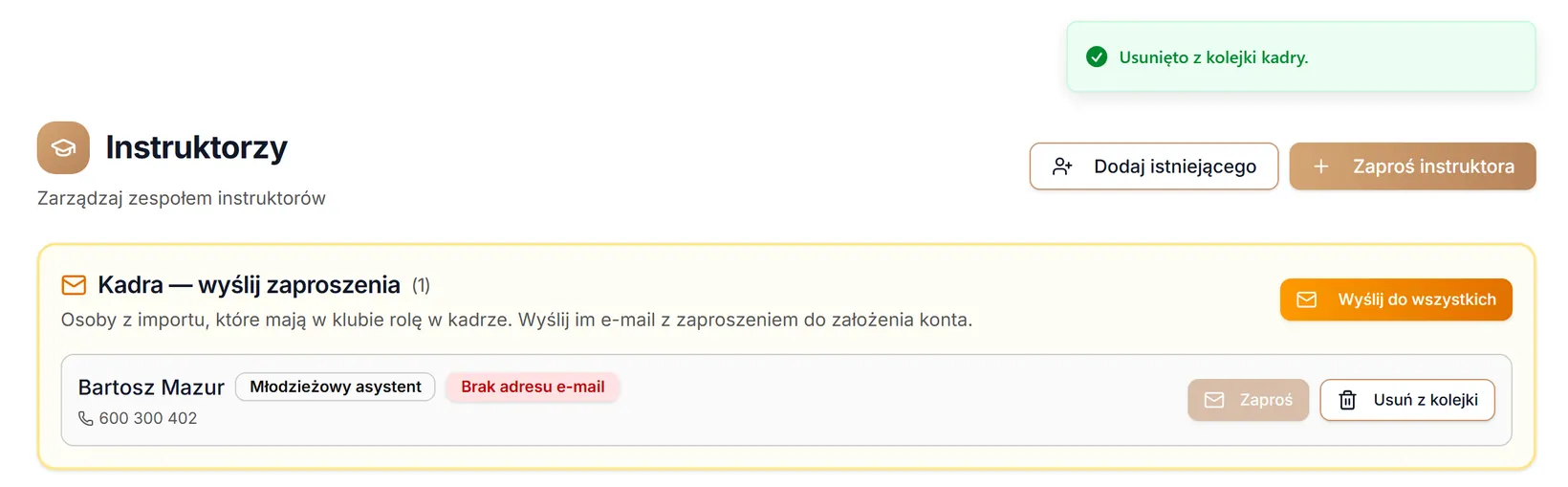 Po usunięciu osoby z kolejki