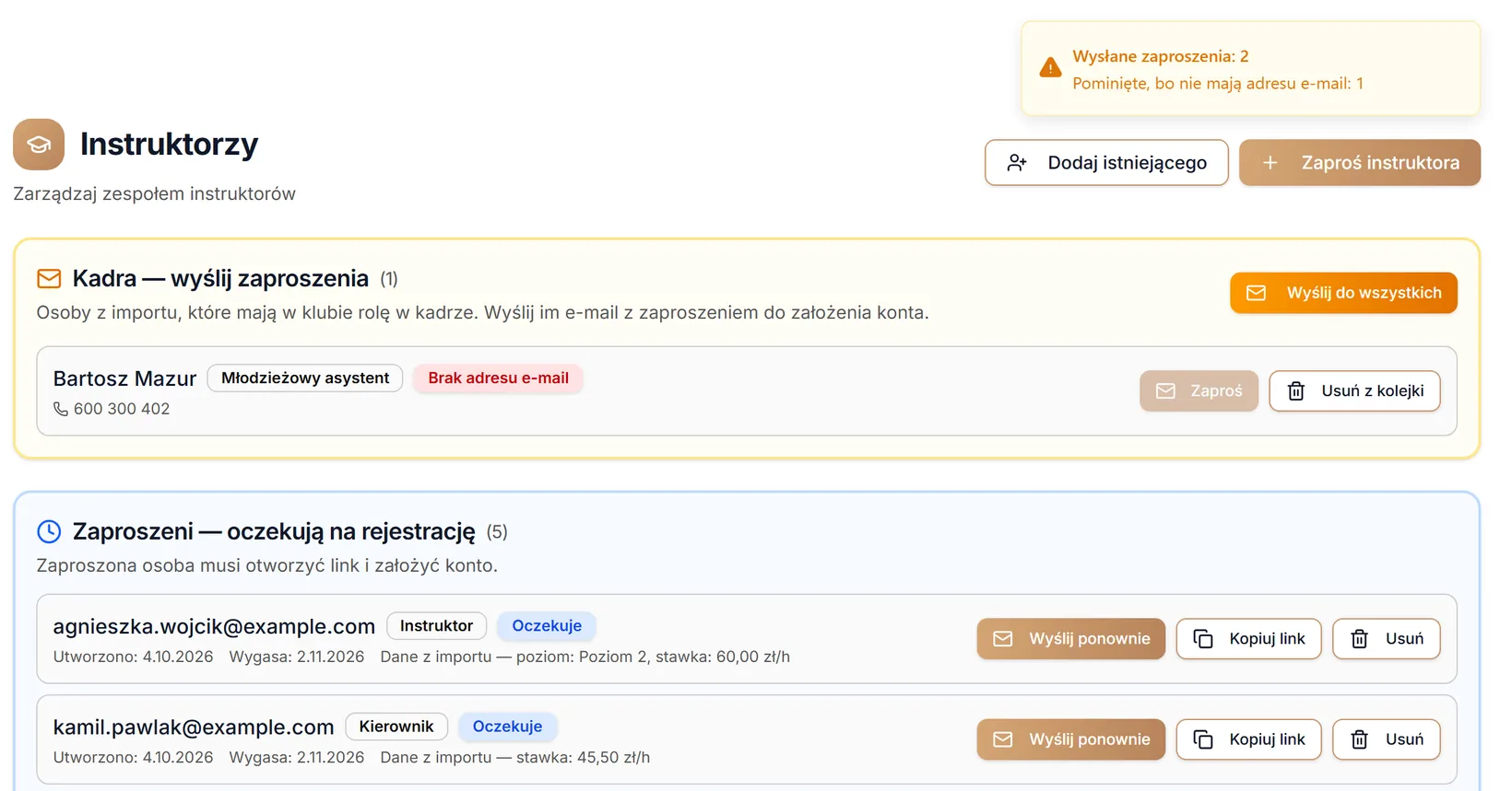 Po kliknięciu „Wyślij do wszystkich”