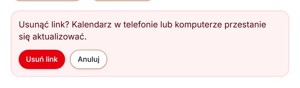Pytanie przed usunięciem linku