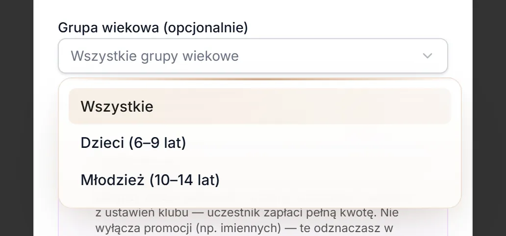 Grupa wiekowa karnetu