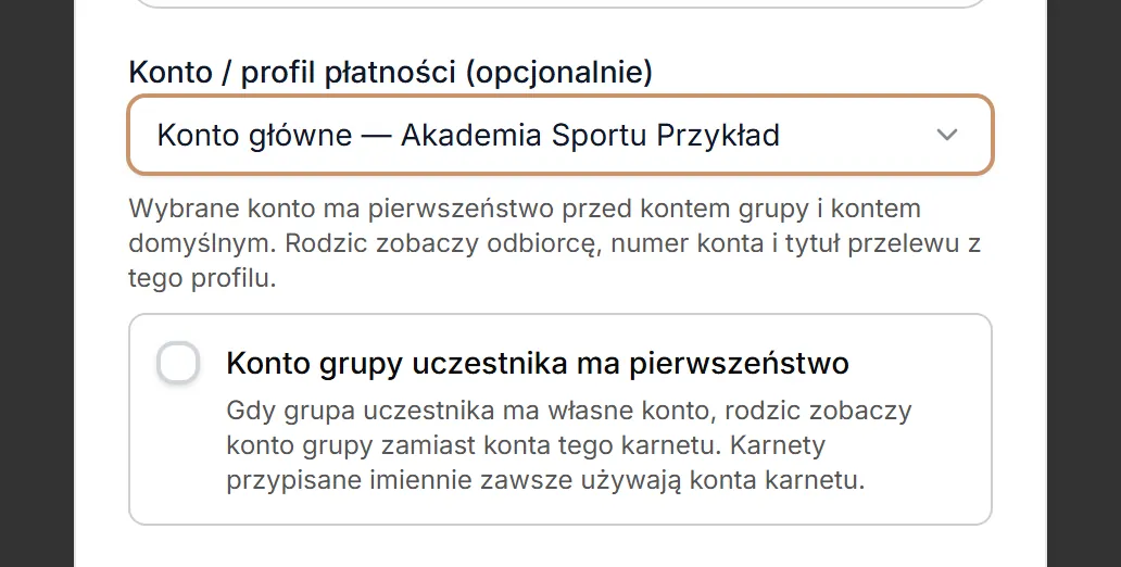 Konkretne konto i pierwszeństwo konta grupy