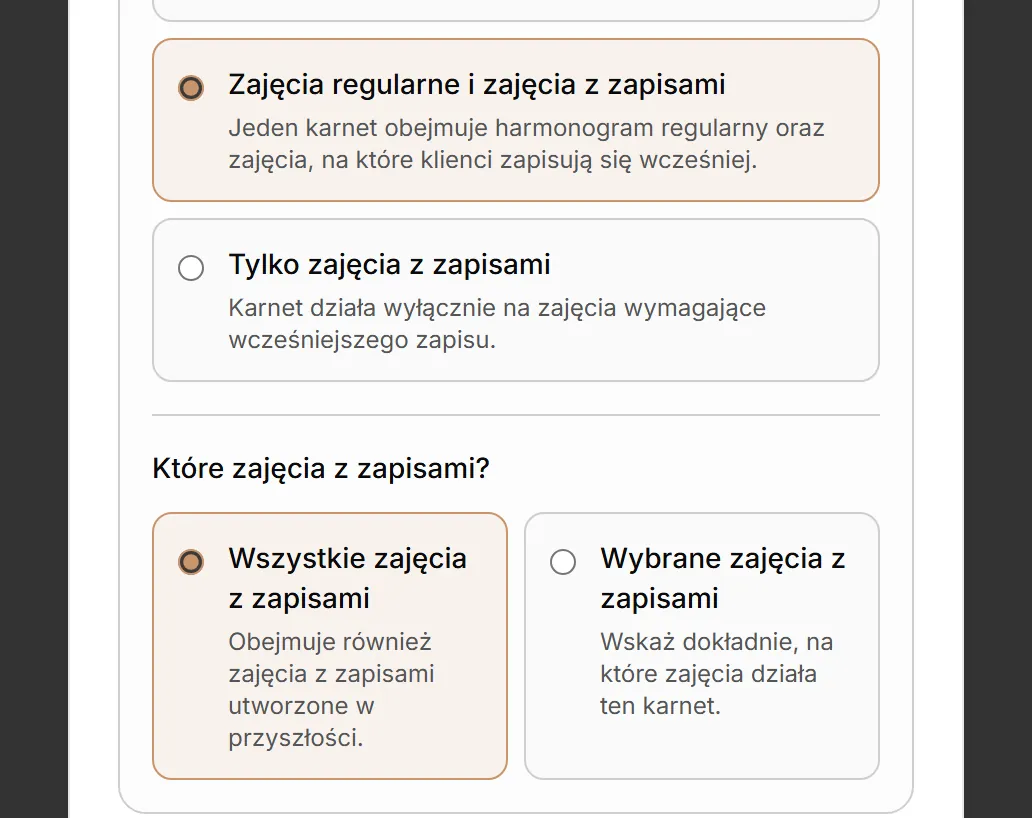 Zajęcia regularne i z zapisami — wszystkie