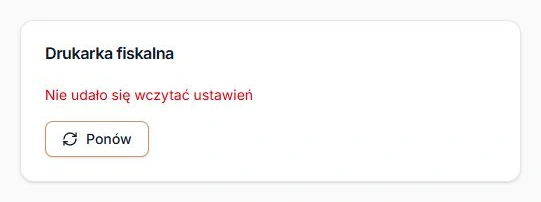 Wejście do Kas fiskalnych — ustawień nie udało się odczytać