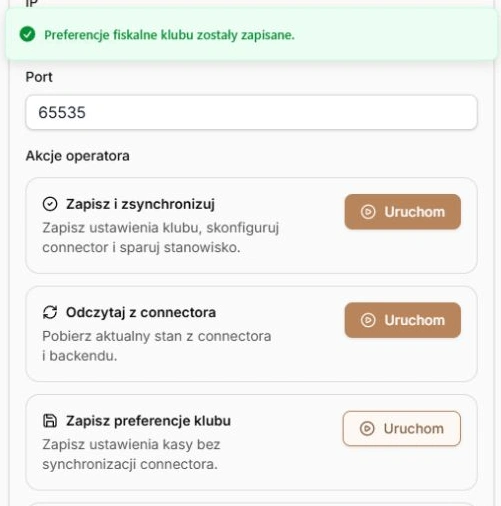 Zapis preferencji klubu — właściwy kafelek i potwierdzenie zapisu
