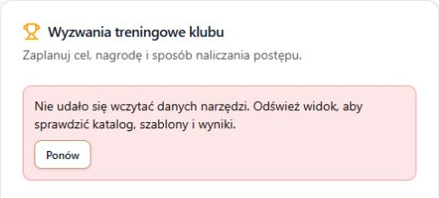Błąd odczytu wyzwań i ręczne ponowienie — rzeczywisty panel na danych przykładowych