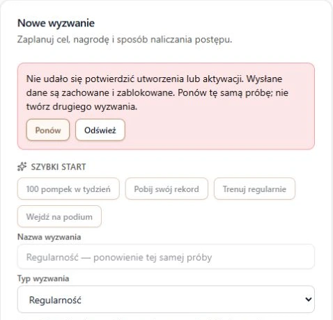Niepotwierdzona aktywacja: zachowane dane, ponowienie tej samej próby i osobny odczyt stanu