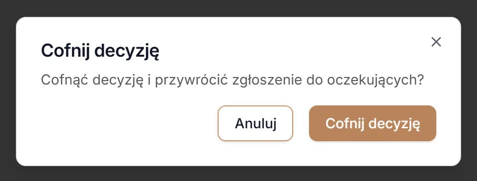 Cofnięcie decyzji