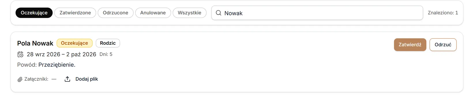 Szukanie zgłoszenia