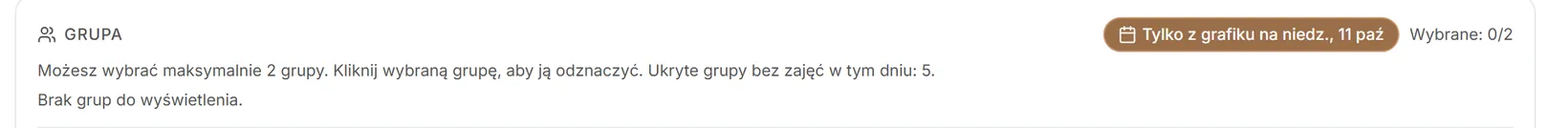 Dzień, w którym żadna grupa nie trenuje