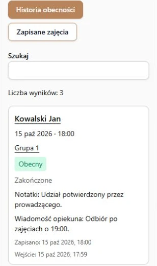 Zachowane oznaczenie, notatka i wiadomość opiekuna