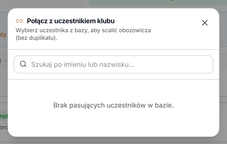 Brak pasujących uczestników