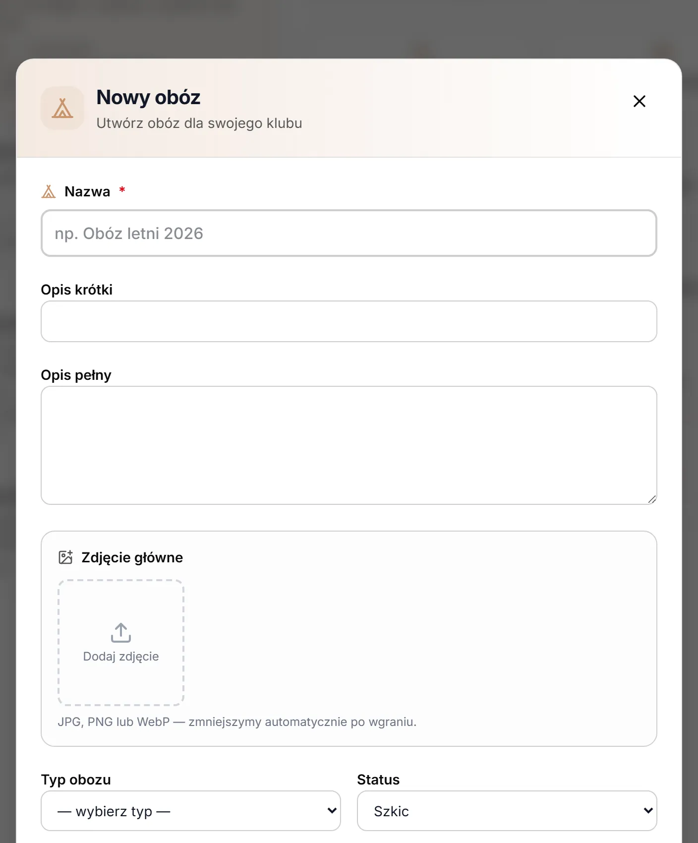 Okno „Nowy obóz” — nazwa, opisy, zdjęcie, typ i status