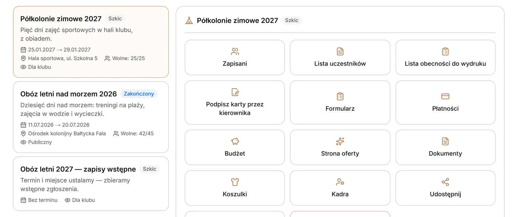 Lista po usunięciu obozu