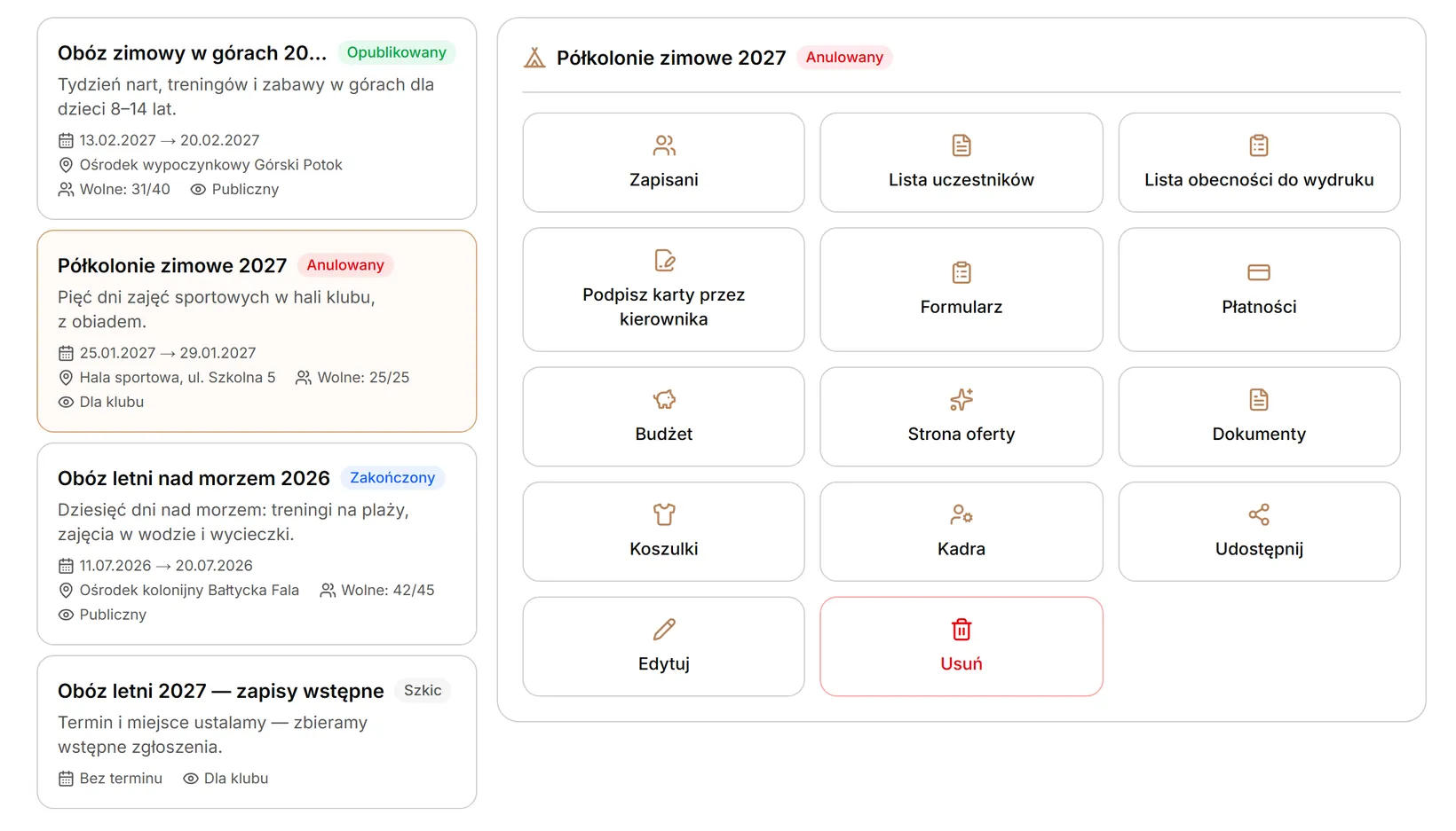 Obóz ze statusem „Anulowany”