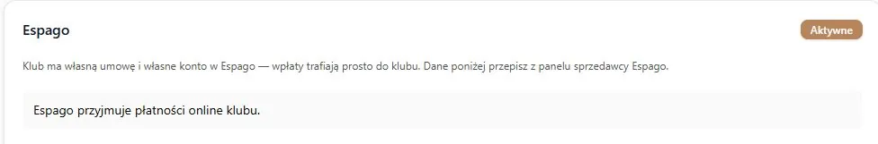 Espago jest aktywnym operatorem płatności online klubu