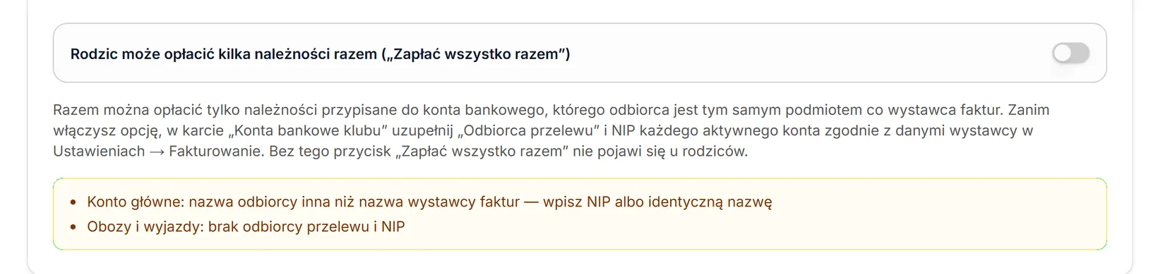 Płatność zbiorcza rodziny