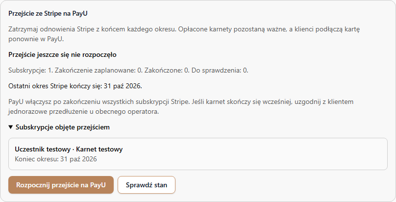 Przejście ze Stripe na PayU — przykładowe dane przed rozpoczęciem