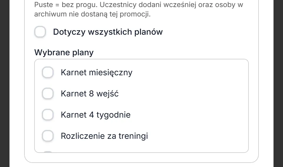 Promocja tylko dla wybranych planów