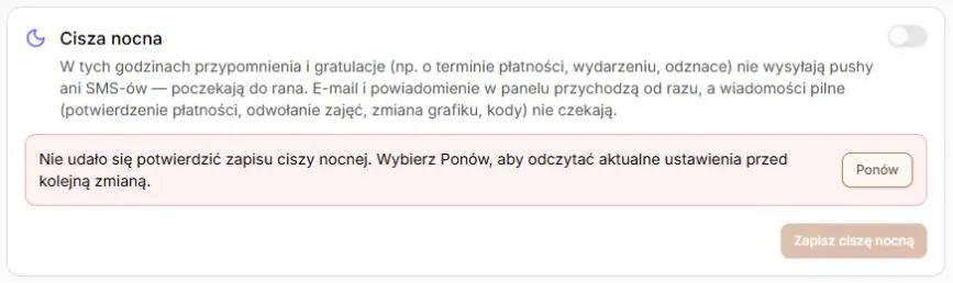 Niepotwierdzony zapis — najpierw Ponów, potem ewentualna kolejna zmiana
