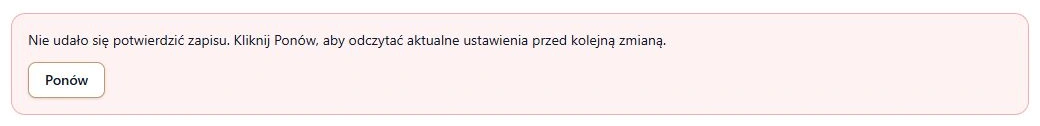 Na telefon — brak potwierdzenia po utracie części odpowiedzi i Ponów odczytujące zapisany stan; rzeczywista karta, fikcyjne dane