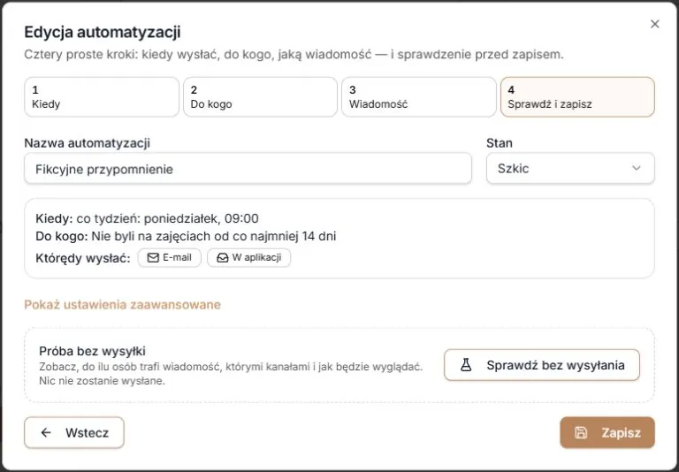 Krok 4 — sprawdź i zapisz