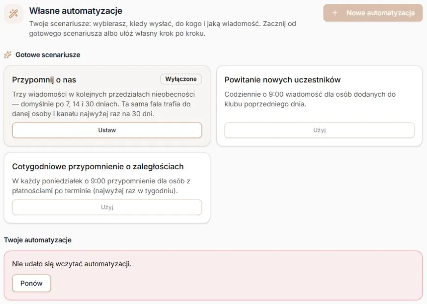 Niepotwierdzony odczyt listy — komunikat i Ponów