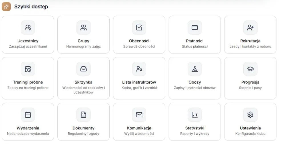 Tryb Roboczy — Szybki dostęp