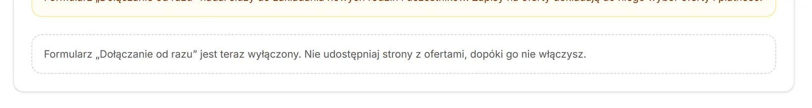 Formularz dołączania wyłączony