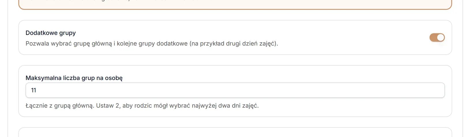 Dodatkowe grupy z limitem