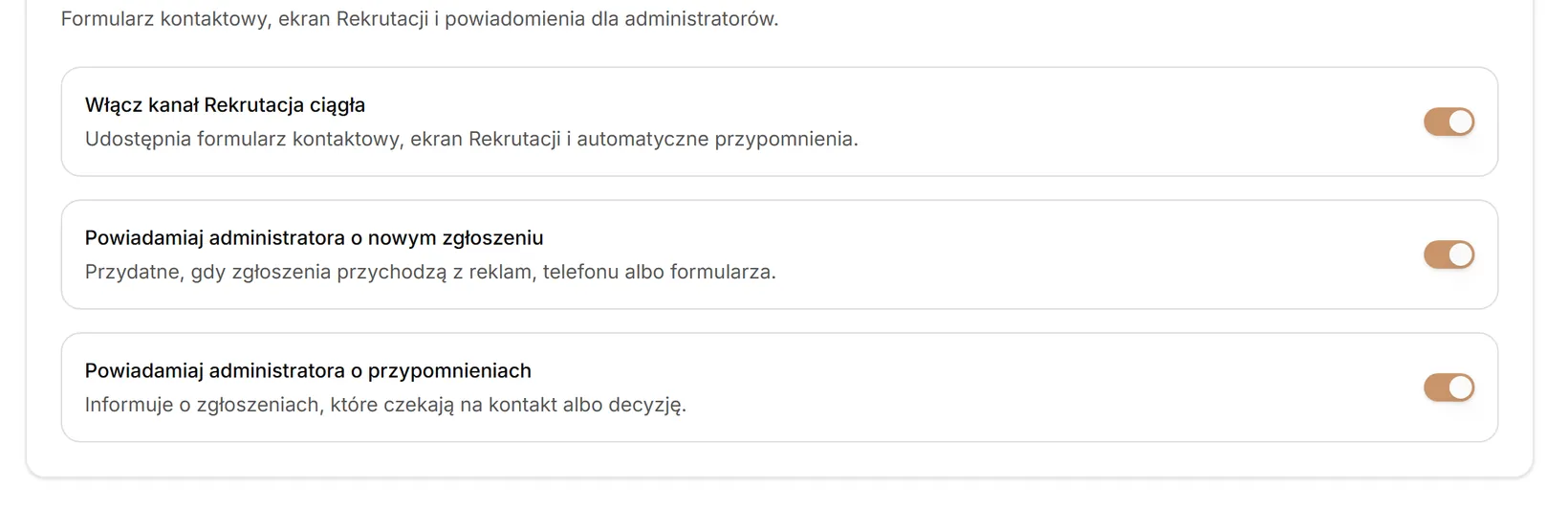 Kanał i powiadomienia