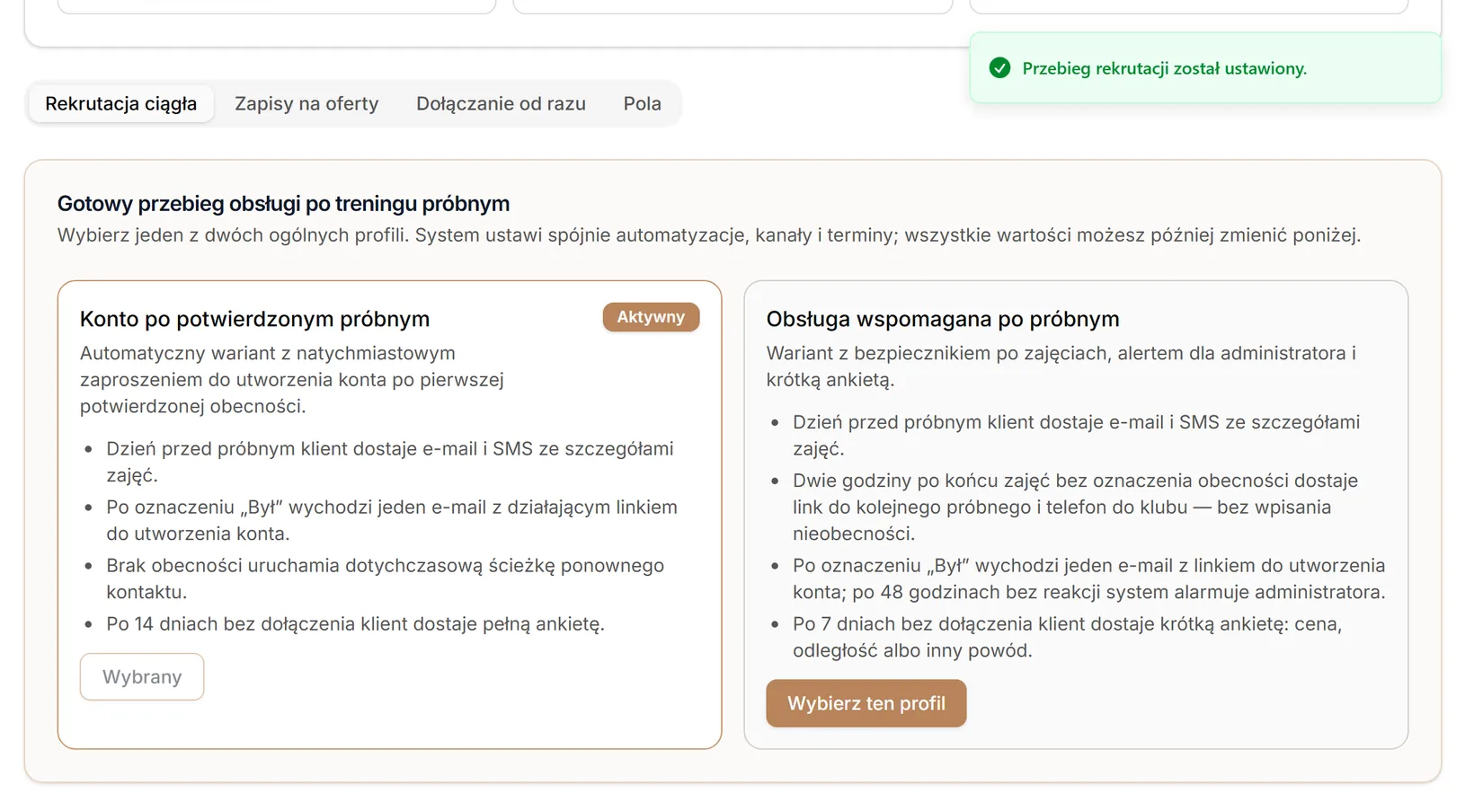 Wybrany przebieg