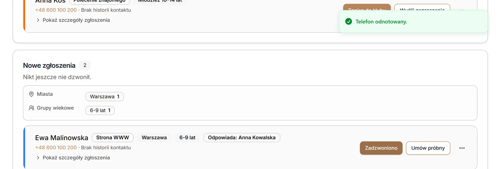 Telefon odnotowany
