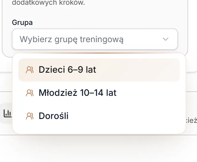 Wybór grupy do linku