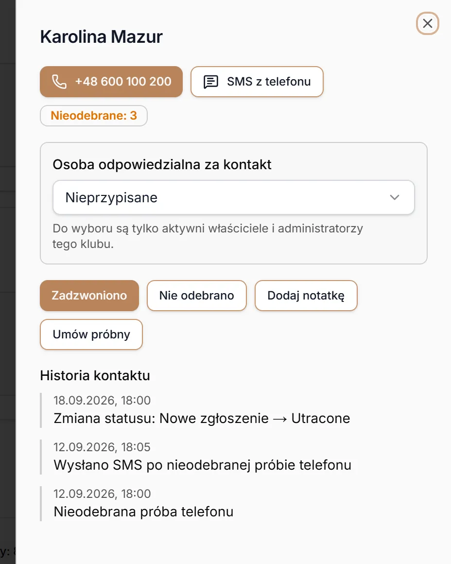 Historia zgłoszenia utraconego